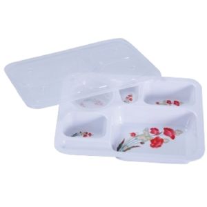 Khay cơm phần có nắp / hộp nhựa Melamine đựng thức ăn - KF 63: 32.0 x 25.5 x 5.2 cm
