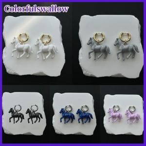 Colorfulswallow Phóng đại lập thể nhỏ ngựa mặt dây chuyền bông tai cho phụ nữ sáng tạo dễ thương động vật Vòng cổ quyến rũ đồ trang sức kỳ nghỉ Quà Tặng