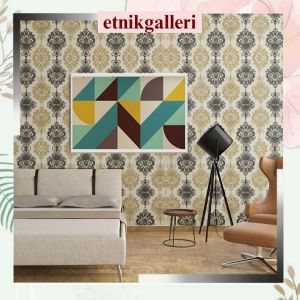 Wallpaper Dinding +-/8m +-/45m 1m BATIK HITAM GOLD Sticker Tembok Kamar Ruang Tamu Sudah Ada Lem
