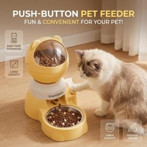 1.5L Pet Automatic Feeder Dispenser Pet Dog Cat Bowl Push-Button Feeding Large Capacity Feeding Food Bowl