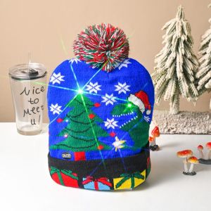 EAURA Snowman Christmas LED Light Knitted Hat Santa Claus Warm Christmas Hat Gifts Christmas Decor Christmas Knitted Hat Child
