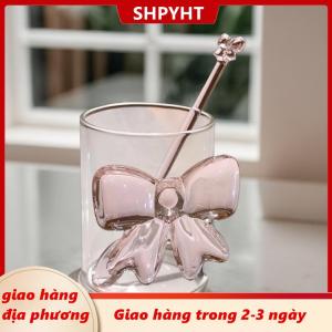 [COD] SHPYHT Giao hàng địa phương Muỗng Cà Phê thủy tinh nơ màu hồng món tráng miệng dài Muỗng khuấy trà sữa muỗng cà phê chịu nhiệt dụng cụ nhà bếp gia đình.