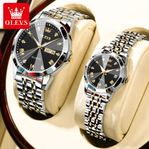 OLEVS Couple Watch for Boyfriend and Girlfriend Original Waterproof  Luminous Calendar New for 2023 Stainless Steel Strap