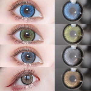 Mrs.H Norko Series Big Eyes Brown Grey Blue Colored Contact Lens Yearly Use 14.5mm no power 美瞳 Free Lens Case 2psc