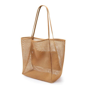 Womens Mesh Beach Tote Bags 23L Foldable Hollowed Out Tote Bag Shoulder Bag for Beach Vacation