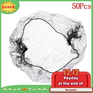 BAREN 50 100 cái lưới tóc cho nữ Mũ tóc giả lưới đen viền đàn hồi vô hình
