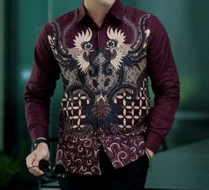 BATIK PRIA - BATIK PEKALONGAN - KEMEJA BATIK LENGAN PANJANG MOTIF SAKURA II / JAYA STORE