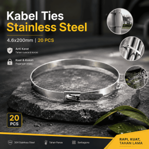 [PACK] Cable Ties 4.6 x 200mm Stainless Steel 304 Anti Karat Ikat Multifungsi Clamp Klem Knalpot Kabel 20cm M4620