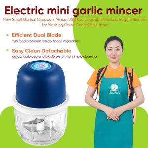 Small Electric Garlic Chopper Veggie GrinderUSB Rechargeable Mini Food Processor for Chopping Garlic Ginger or Other Ingredients with Wireless Operation