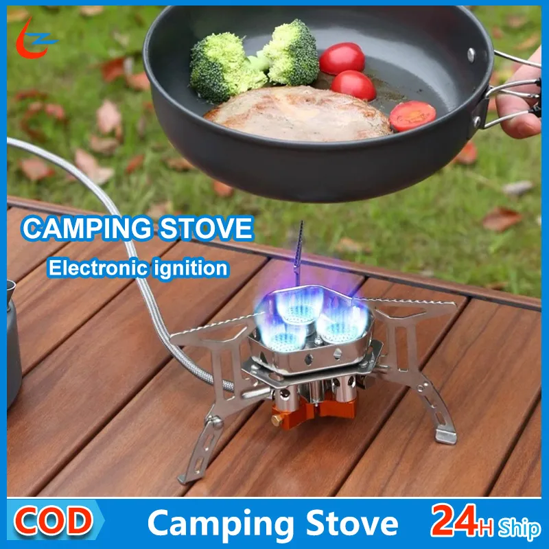 Camping Butane Gas Stove Burner Portable Mini Single Burner Foldtable split  burner Windproof Portable Stove with Storage Case for Outdoor Backpacking 