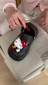 Ribbon Kt Clog Shoes For Women Cute Outdoor Non-Slip Thick-Soled Breathable Closed-Toe Slippers