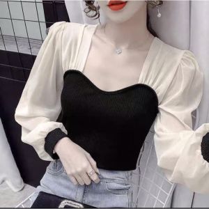 Áo Kiểu Công Sở H8 /Áo Tay Dài Nữ Có MOD Ngực Áo Tiểu Thư Phối Voan Tay Phồng Xinh Lắm