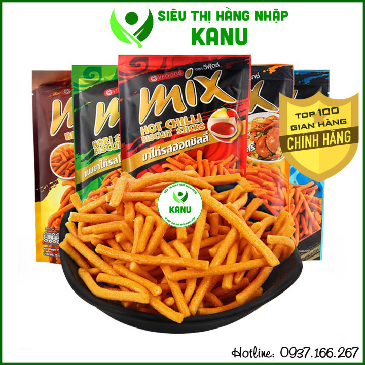 [Lốc 6 gói] Snack tăm Mix Vfood Thái Lan siêu ngon - bim bim tăm cay - đồ ăn vặt ngon rẻ