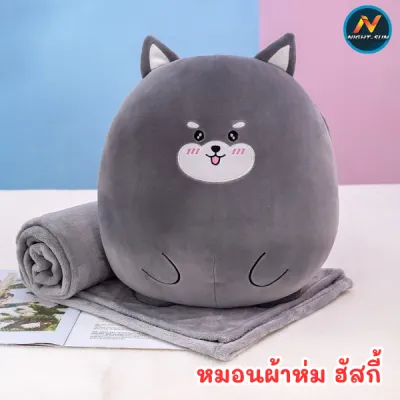 หมอนผ้าห่ม ตุ๊กตาน้องแมว หมอนอิงในรถ ขนาด40cm ผ้าห่ม 100x160cm มีผ้าห่มทุกตัว หมอนผ้าห่มแมวส้ม หมอนแมวส้ม ของขวัญ