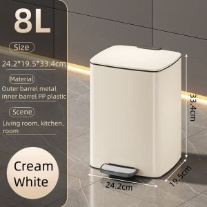 Manzan Step Pedal Trash Can 30L Rectangle Stainless steel Trash tin