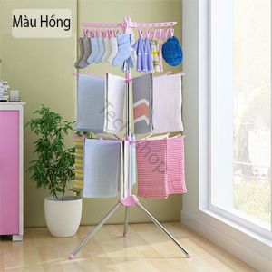 Cây phơi đồ gấp gọn 3 tầng inox có móc kẹp xoay 360 độ - Sào phơi đồ cho bé sơ sinh xếp gọn - Giá máng khăn vớ tất - Sào treo quần áo inox - Sào phơi đồ thông minh