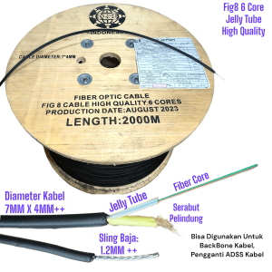 kabel fo 6 core fig 8 NS2 high quality 2km jelly tube dropcore