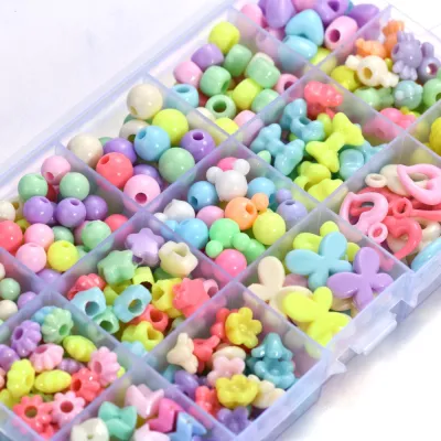 KIMIGO 15Grids Pastel Color Acrylic Beads Irregular Shape Handmade Beads for DIY Jewelry Making
