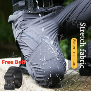 【Free Belt】Mens Lightweight Hiking Tactical Pants Waterproof Quick Dry Cargo Work Pants