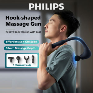 Philips Hook Shaped Massager Curved Massage Gun 筋膜枪 Handhold Massager Electric Massage Hammer for Back and Neck and Hard-To-Reach Areas Cordless and Rechargebale 270-Min Battery Life 5 Intensity for Gym Athlete Runner Massager Machine