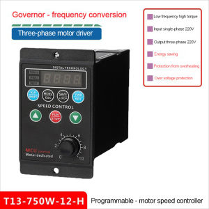 220V Motor Driver Frequency Converter Single-phase Input Three-phase Output Speed Regulator Four-digit Digital Tube Display Stepless Speed Regulation Overload Overheating Protection