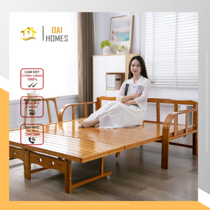 Giường Sofa Bằng Tre Nằm Đa Năng Gấp Gọn Kéo Dài Thành Giường Kích Thước 188x80x40cm- Oai Homes