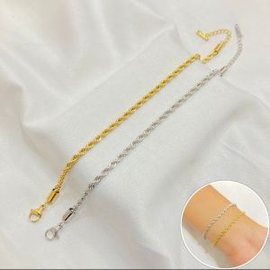 Gelang Rantai Polos Gelang Tambang Titanium Steel Anti Karat Simple