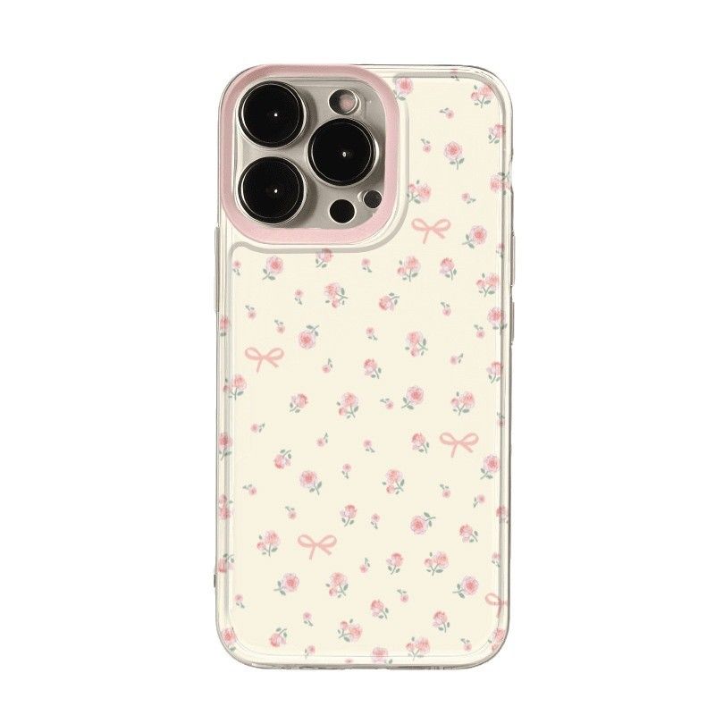 17 Max Case Pink Floral Transparent Space Matte Shockproof Full Cover Korean Japanese Cartoon Ins Style IPhone 16 Pro_voghion.com