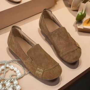 Free Shipping Loafers Retro Suede Flat Shoes WomenS Spring/Autumn New Collection Slip-On Shoes With Soft Soles
