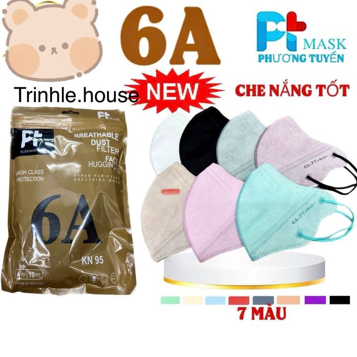 50 cái Khẩu trang 6A PT chống nắng 4 lớp kháng khuẩn kiểu dáng thời ...