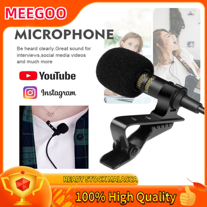 Mini USB Microphone Lapel Lavalier Mic 1.5m Portable Clipon Lapel