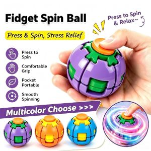 3D Printed Press-to-Spin Fidget Spinner Toy Sensory Rotating Stress Relief Desk Fidget Toy for Anxiety ADHD Focus