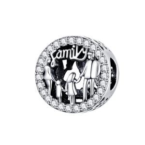 BAMOER Family of Four Round Metal Beads 925 Sterling Silver Charms fit Bangles & Bracelets Women Fashion Jewelry SCC1184