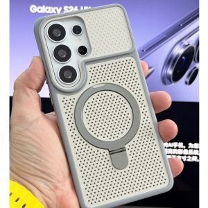 Fashion Heat Dissipation Magne Stand Holder Case For Samsung Galaxy S26 S25 S24 Ultra Wireless Charging Cooling Mesh Cover