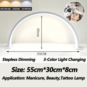 20 inch Dimmable LED Half Moon Light for Eyelash Extensions Salon SPA Esthetician Tattoo Artists - Rotating Half-Moon Head Shadowless Lighting Adjustable Brightness Eyelash Lamp