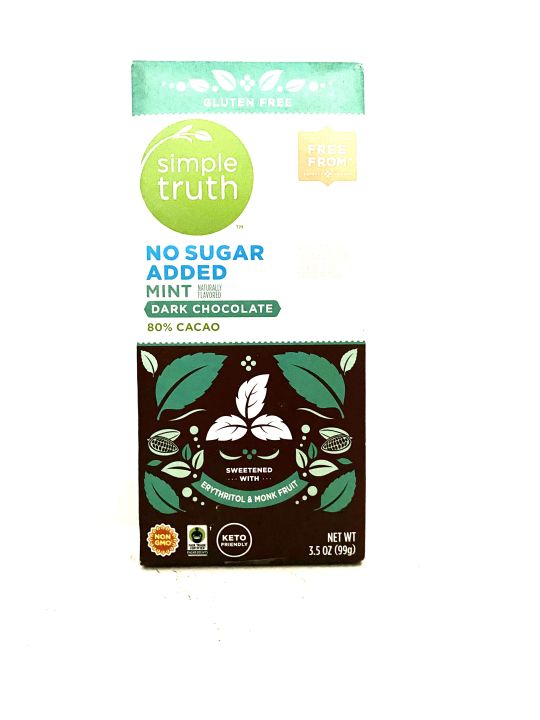 Simple Truth NO SUGAR ADDED MINT DARK CHOCOLATE 80 CACAO (sweetened