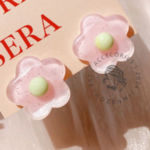 HA043 Anting Jepit Anak Model Bunga Korean Style Tanpa Tindik Sepasang Perempuan