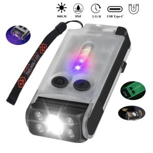WAPKTY Multi-function LED Flashlight Waterproof Rechargeable Torch Portable with Buzzer Work Light EDC Use