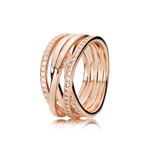 Pandora Entwined Ring Rose Gold Womens Asymmetrical Light Luxury Design Exquisite Design