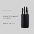 High Quality 3Cr13 martensitic Stainless Steel Multifunction Kitchen Knife Sets 4-Piece Kitchen Tools Knife Storage Rack （black）. 