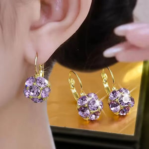 New Fashion Elegant Purple Color Zircon Earrings Women Jewelry