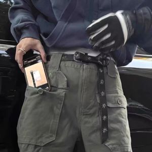 EIJINGY ลุคที่ดูมีรอยตำหนิ สายรัดดาวแปดเหลี่ยม วินเทจ หัวเข็มขัดโลหะผสม สายรัดเอวผู้ชาย ทันสมัย บาง ขอบเอวหนัง PU แฟชั่นสตรีทแวร์