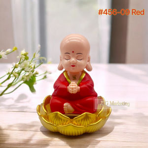 Lucky Charm Solar Buddha Shaking Head and Wave His fan Statue Maitreya Kongfu Monk Decoration