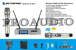 Microphone Wireless Zetapro Ultra 1 Ultra1 UHF Free Koper New Original
