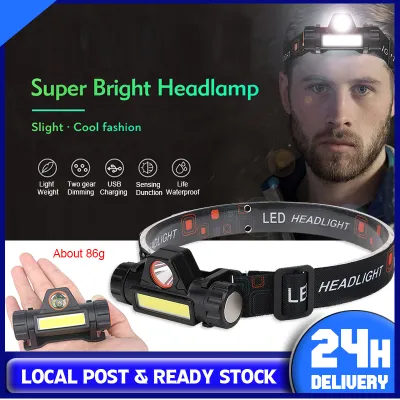 [Local Ready Stock] 5W USB Rechargeable Flashlight LED Headlight Body Motion Sensor Head Flashlight Camping Torch Light Lampe For Camping Running Fishing Cycling Headlamp