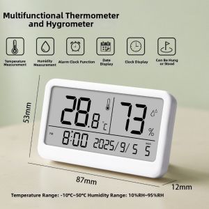 AKZDXE LCD Display Temperature Meter Multi-functional ic Digital Alarm Clock  Wall Mount Desktop Clock Home Use