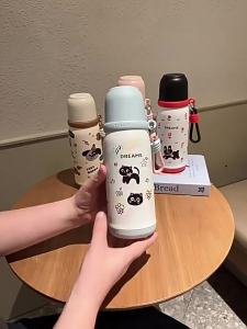 AU New 316 Stainless steel insulated cup a versatile water bottle for women featuring a cute cartoon cat design high aesthetic appeal and a large capacity