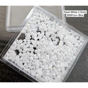 Pearl Nail Acc New style flat bottom semi-circle off-white pearl pure white jewelry新款美甲珍珠平底半圆米白色树脂珍珠纯白色百搭仙气巴美甲饰品