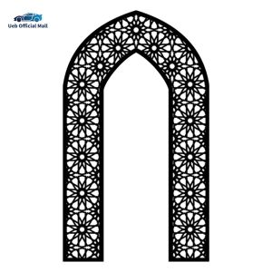 Ueb Official Mall ✪ Islamic Arch Mirror Wall Sticker with Geometric Pattern for Muslims Ramadan Housewarming Gift