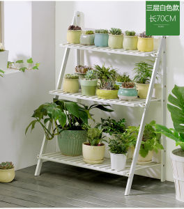 The Room Place 3 Tiers Bamboo Wood Flower Shelf Rak Bunga